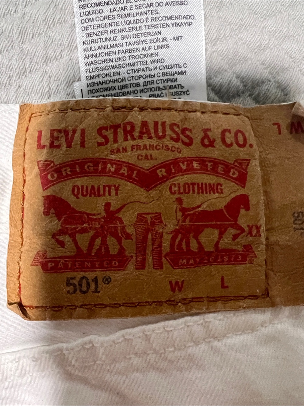 Levi Strauss & Co. 501 Leather Patch Jeans - button fly, NWOT, Sz 38 x 36